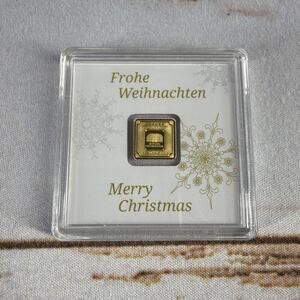Geiger GOLD Bar - 1 Gram .9999 Pure, in Merry Christmas Assay holiday gift